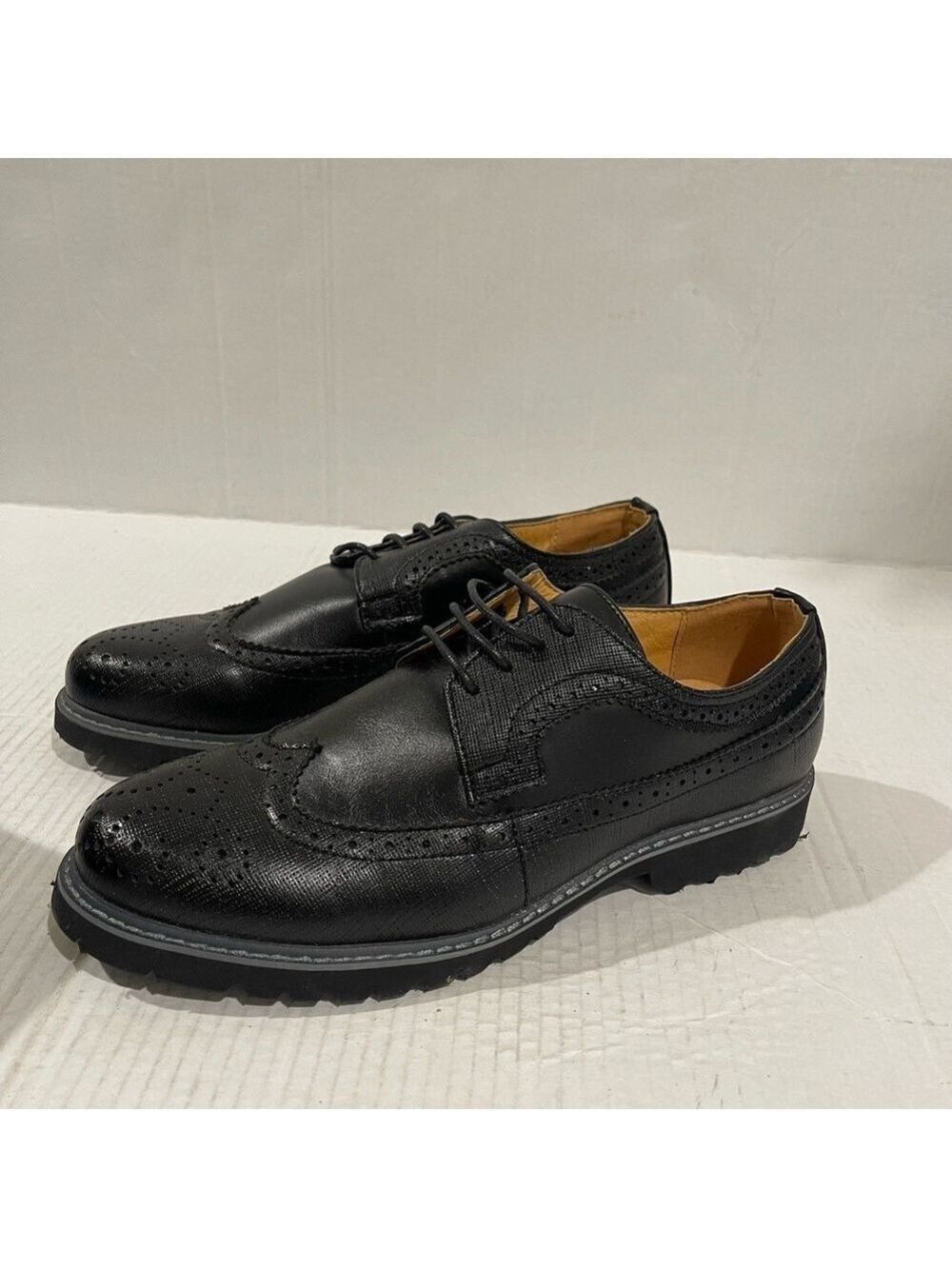 Men’s Gino Pheroni Casper Black Leather Oxford Shoes Size 7.5 US!